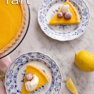 A pinterest graphic of a lemon tart