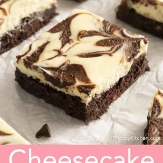 cheesecake brownies on parchment