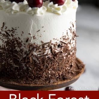 black forest cake on a cake stand