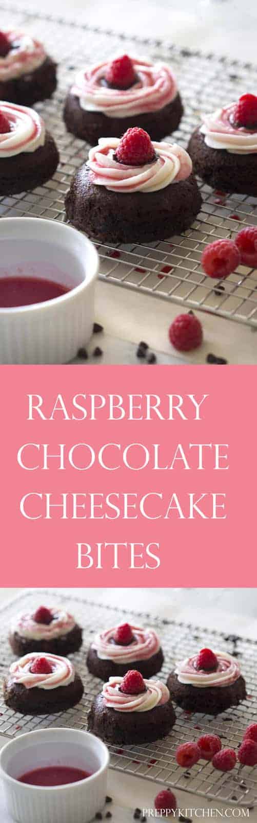 Chocolate cake for a base, filled with chocolate ganache, topped with a dreamy cream cheese frosting, and chocolate dipped raspberry!