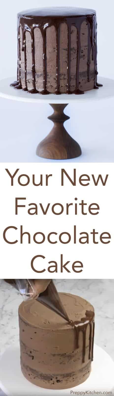 Chocolate cake, chocolate frosting, chocolate ganache. Sometimes you gotta keep it simple. Click over for full recipe and video.