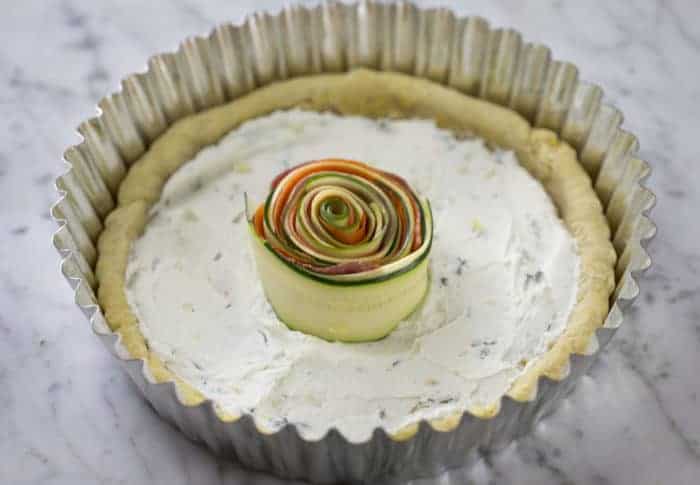 Photo of vegetable spiral placed in center of tart