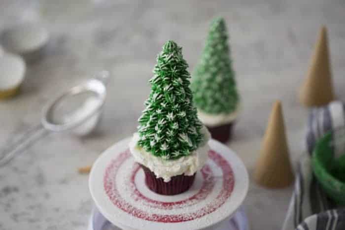 Christmas Tree Cupcakes Dusted With Powdered Sugar To Mimic Snow Christmas Tree Cupcakes Dusted With Powdered Sugar To Mimic Snow