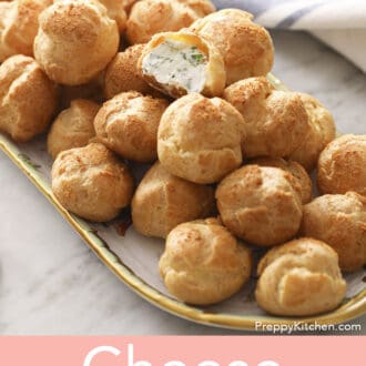 GOlen cheese puffs on a tray.