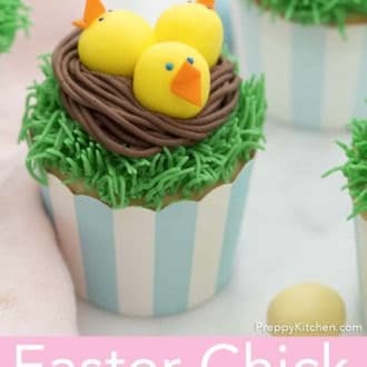 easter chicks in nest cupcakes