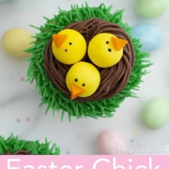easter chicks in nest cupcakes