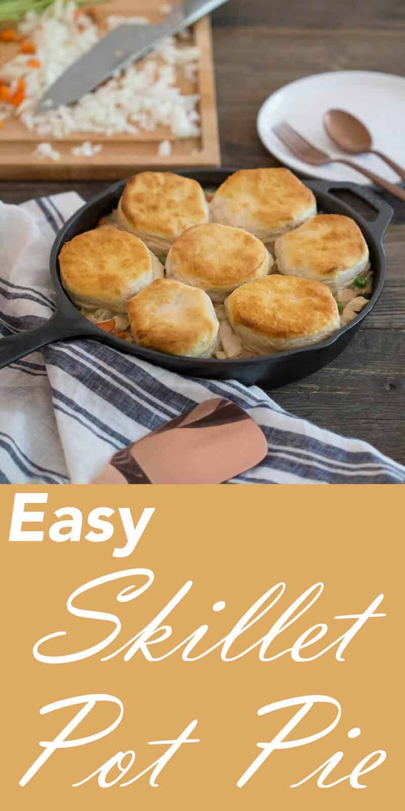 Flavorful and comforting chicken pot pie topped with flakey biscuits