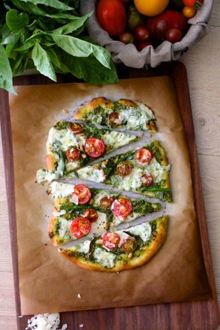 Heirloom Tomato Pesto Pizza - Preppy Kitchen