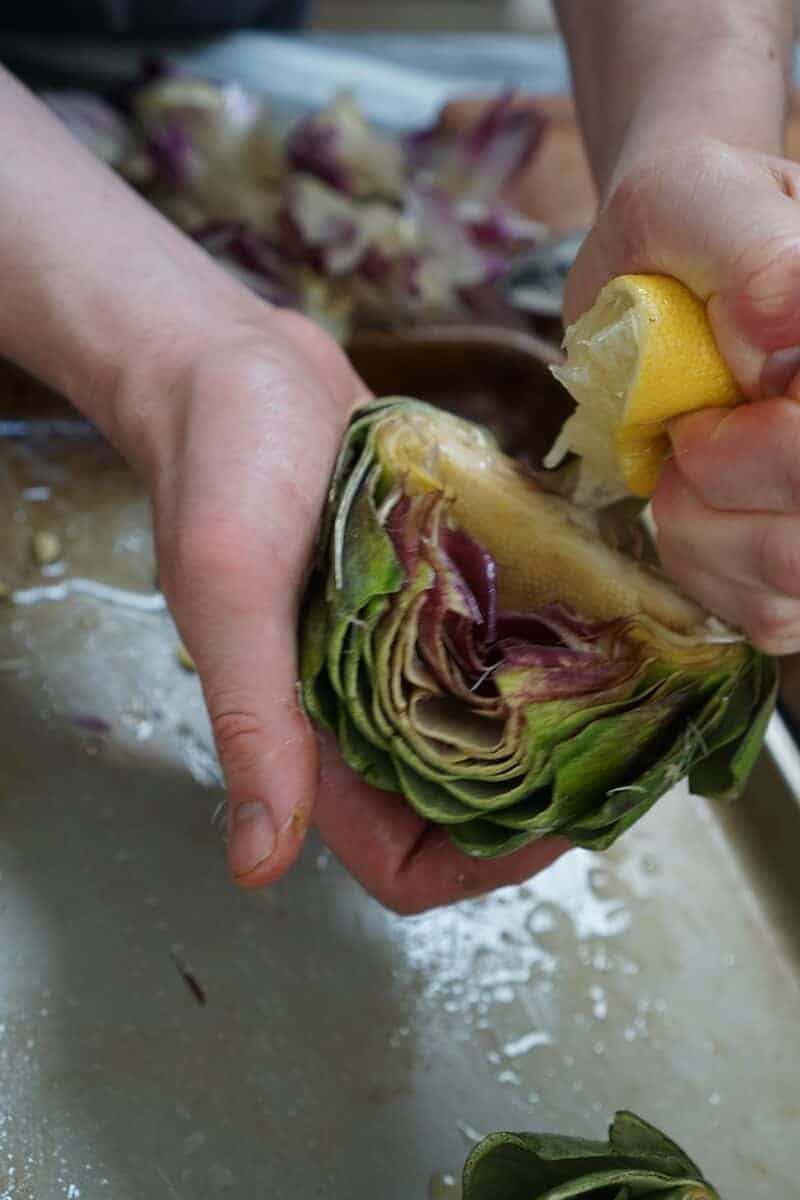 Lemony Roasted Artichokes