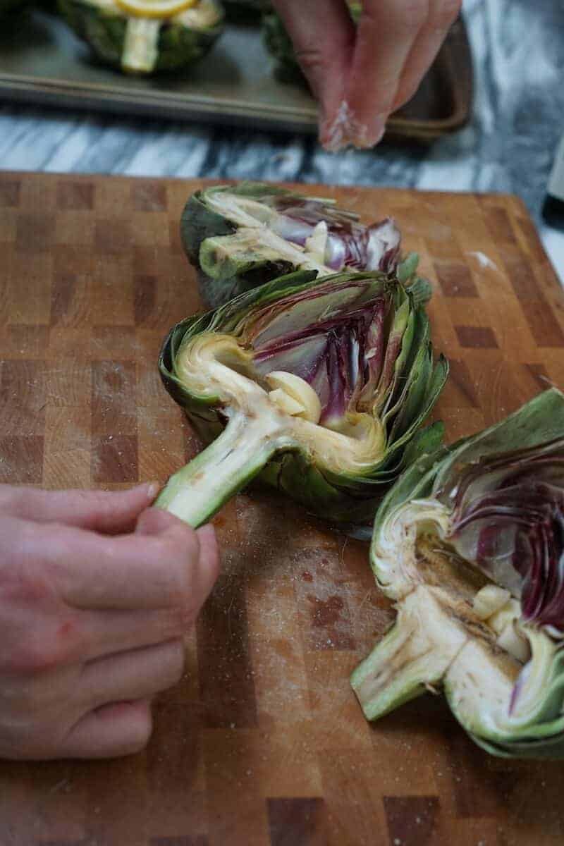 Lemony Roasted Artichokes