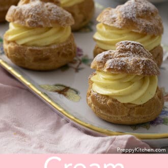 cream puff dusted with sugar.