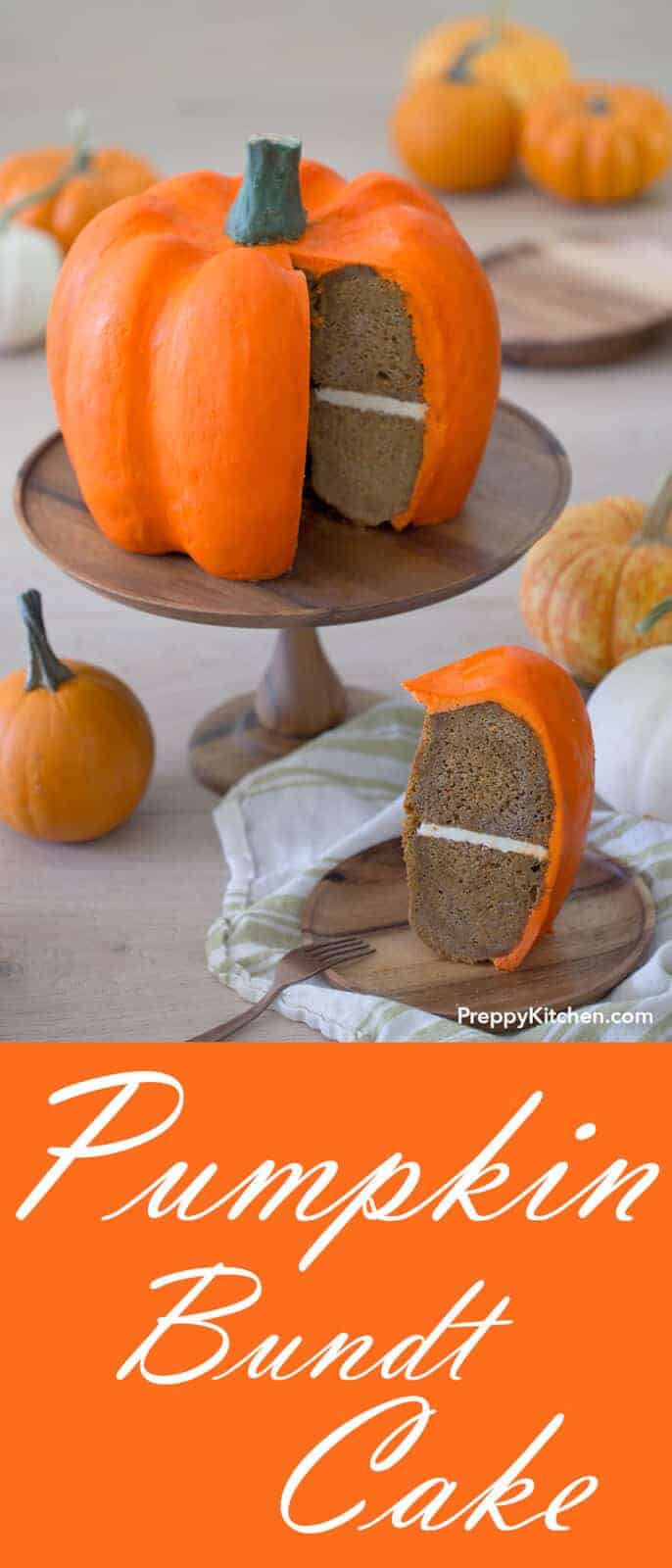 This show-stopping pumpkin bundt cake might look just like a real pumpkin but don't forget, it tastes amazing too!
