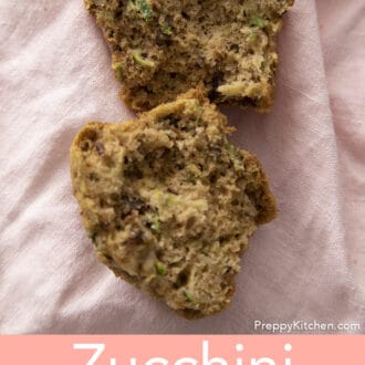 Zucchini muffin split in half