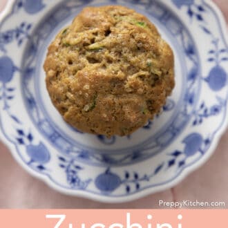 Zucchini muffin from overhead on plate