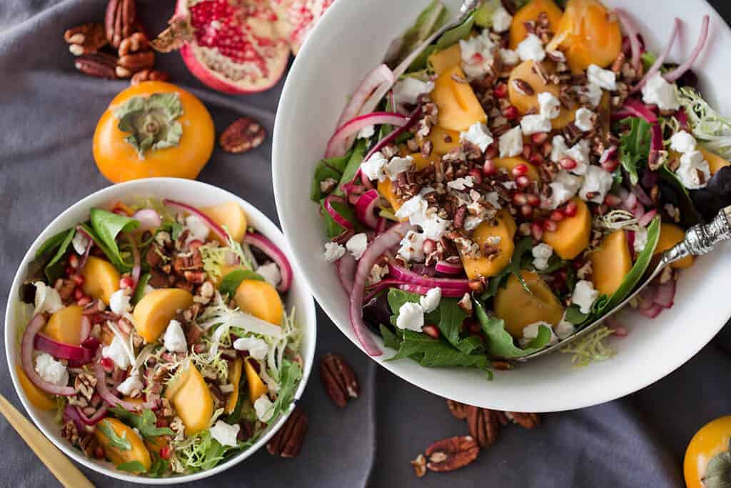 PERSIMMON LITTLE GEMS WALNUT SALAD - The Kitchy Kitchen