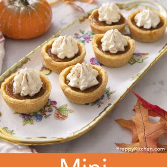 Mini pumpkin pies on porcelain tray