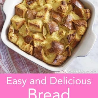 bread pudding in a baking dish