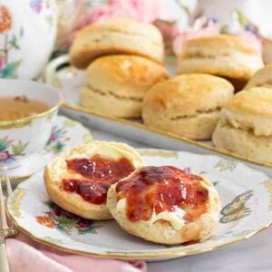 scones with clotted cream and strawberry jam