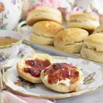 scones with clotted cream and strawberry jam