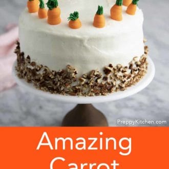carrot cake on a cake stand
