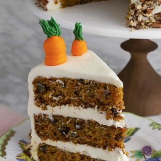 piece of carrot cake on a plate