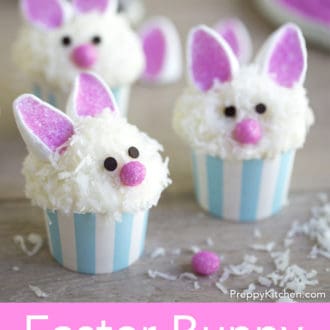 easter bunny cupcakes with marshmallow bunny ears