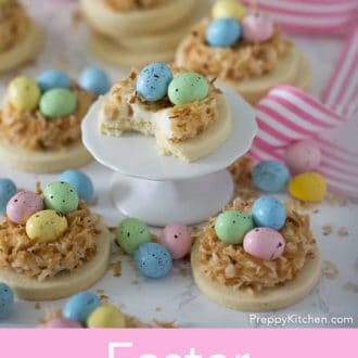 easter cookies with colorful chocolate eggs