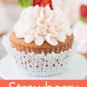 A delicious Strawberry cupcake.