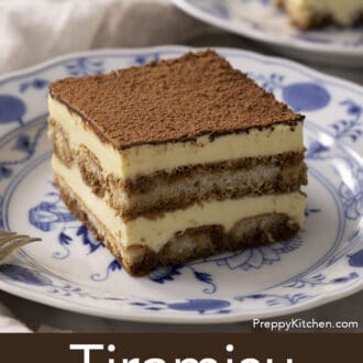 A delicious A piece of tiramisu made the classic way.