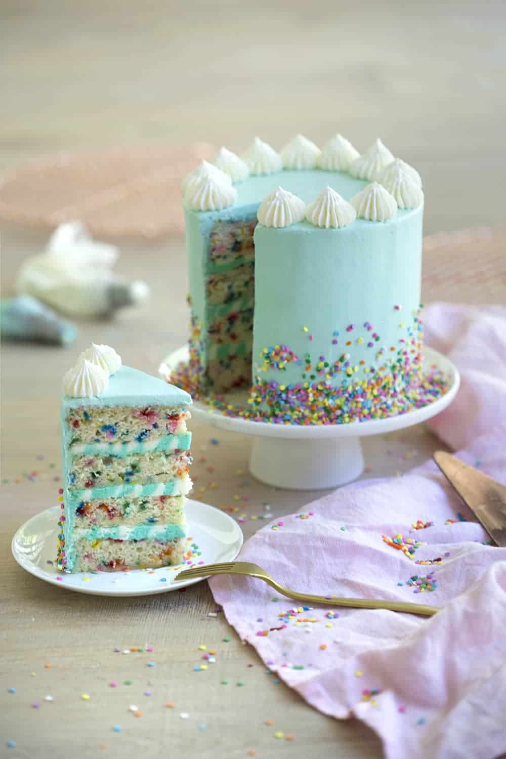 Confetti Cake with Vanilla-Sour Cream Frosting