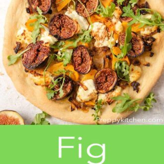 A pinterest graphic of a fig pizza