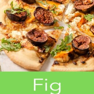 A pinterest graphic of a fig pizza
