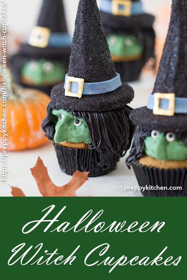 These witchy halloween cupcakes will knock your guests' socks off but they're delicious too! The hats hide candy inside and the pumpkin cupcakes themselves are moist, fluffy, and richly spiced.