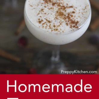 eggnog in a stemmed glass