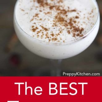 eggnog in a stemmed glass