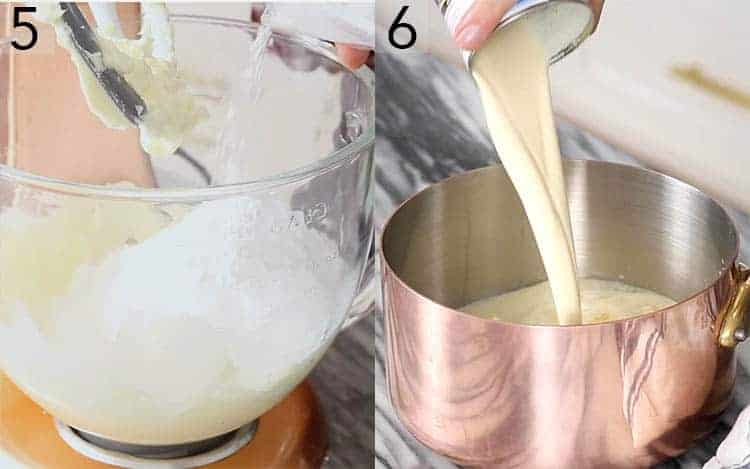 Two photos showing frosting being made.