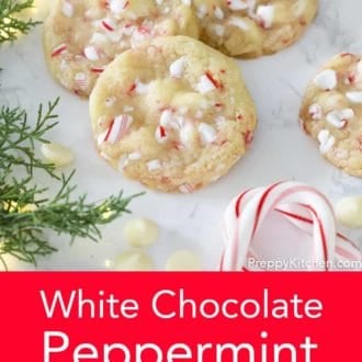 white chocolate peppermint cookies on a counter