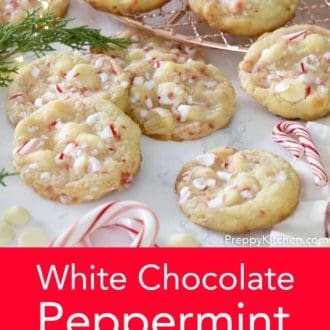 white chocolate peppermint cookies on a cooling rack
