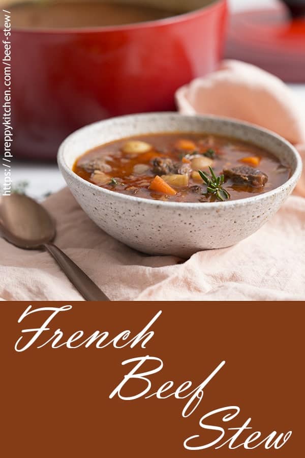 This rich and hearty beef stew filled with potatoes, and carrots gets an extra kick of flavor from red wine and a dash of brandy.
