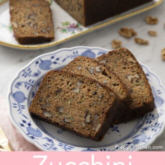 Piece of zucchini bread on plate