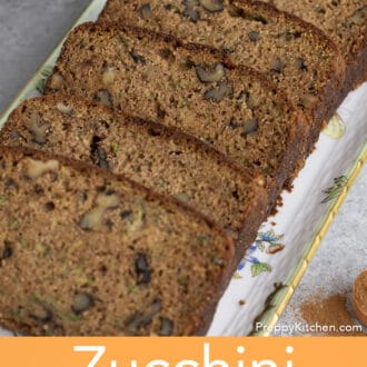 Pieces of zucchini bread on tray