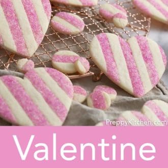 striped heart valentines day sugar cookies