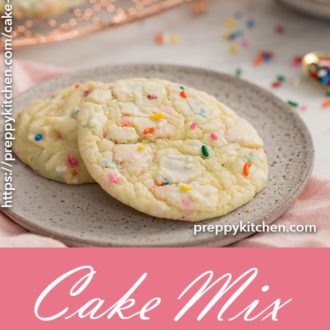 A clipping of a couple cake mix cookies embedded with rainbow sprinkles.