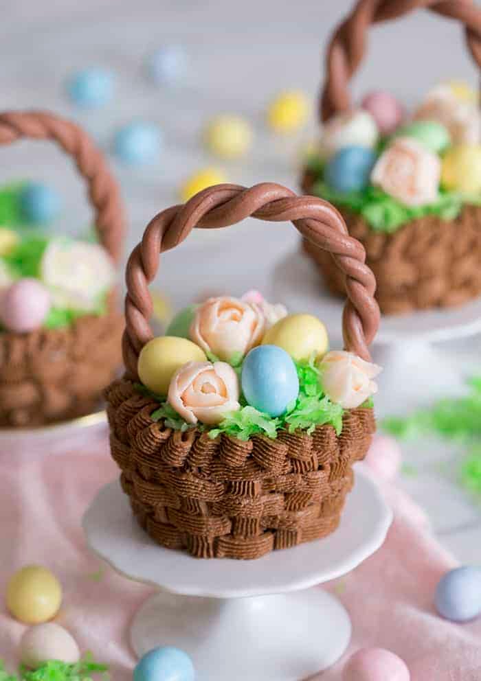 Pastel Easter Egg Basket - Close-up image of wicker basket filled