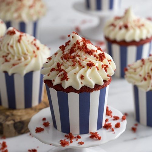 red velvet birthday cupcake