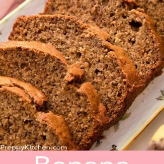 A pinterest graphic of banana bread