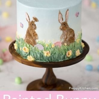 hand painted buttercream easter bunny cake