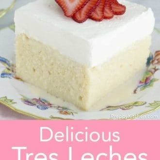 piece of tres leches cake on a plate