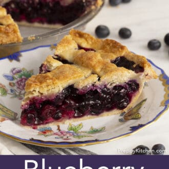 piece of blueberry pie on a plate