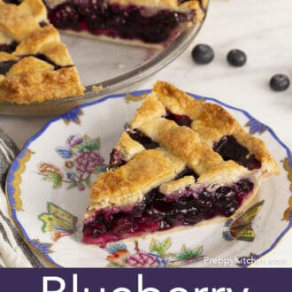 piece of blueberry pie on a plate